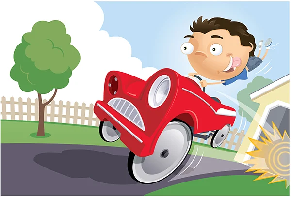 Complex sample illustration of boy in a go-cart