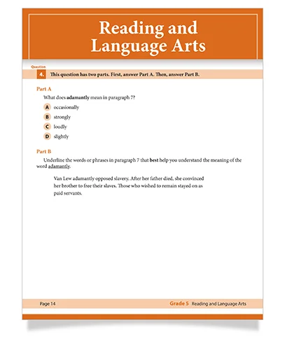 Reading and Language arts test sample