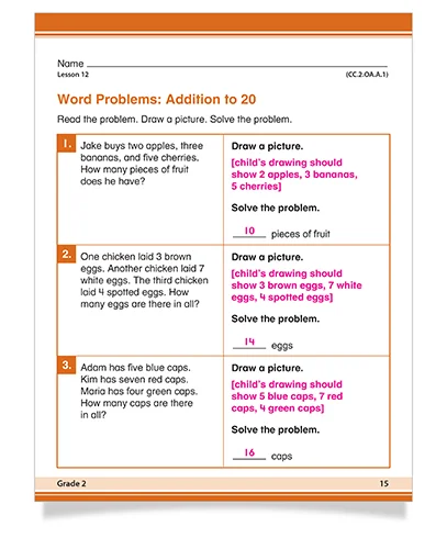 Math word problems workbook sample